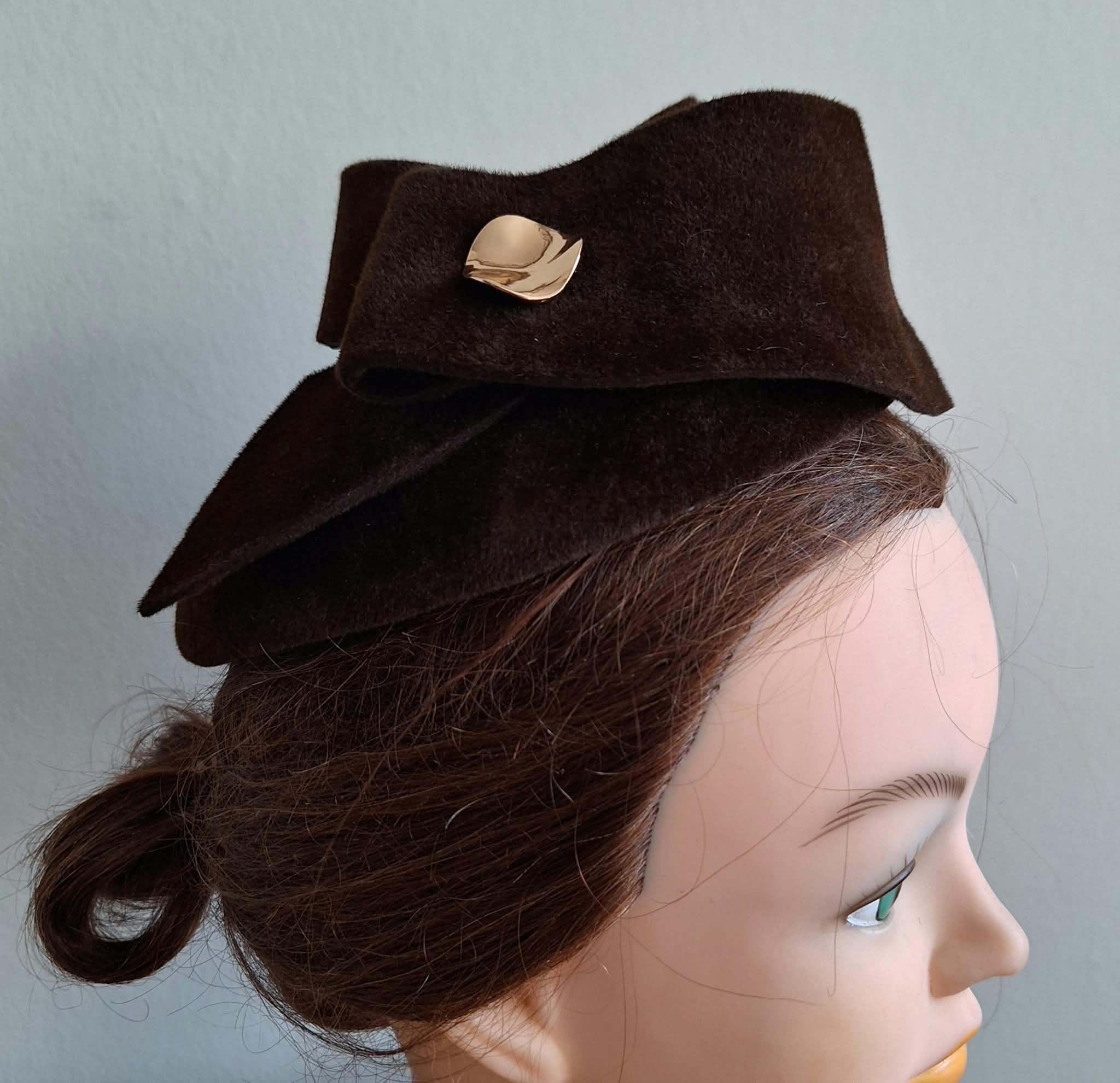 damesdop Marjanne donkerbruin veloursvilt - Afbeelding 2