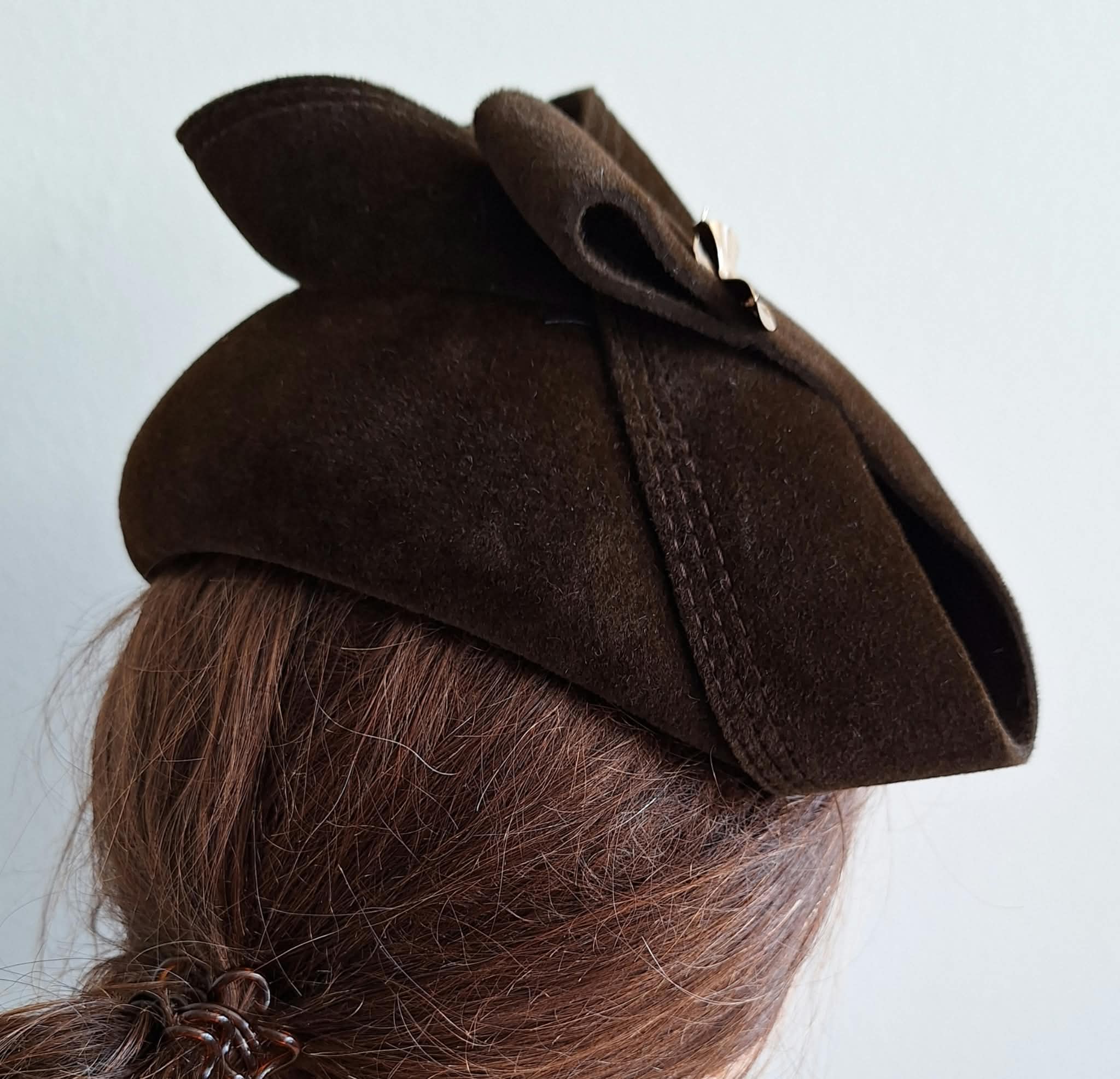 bandeau/ dopje Jorien donkerbruin veloursvilt - Afbeelding 3